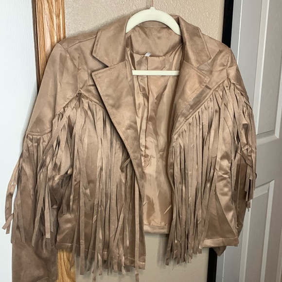 Western Tan Fringe Open Front Jacket NEW - Picture 5 of 7